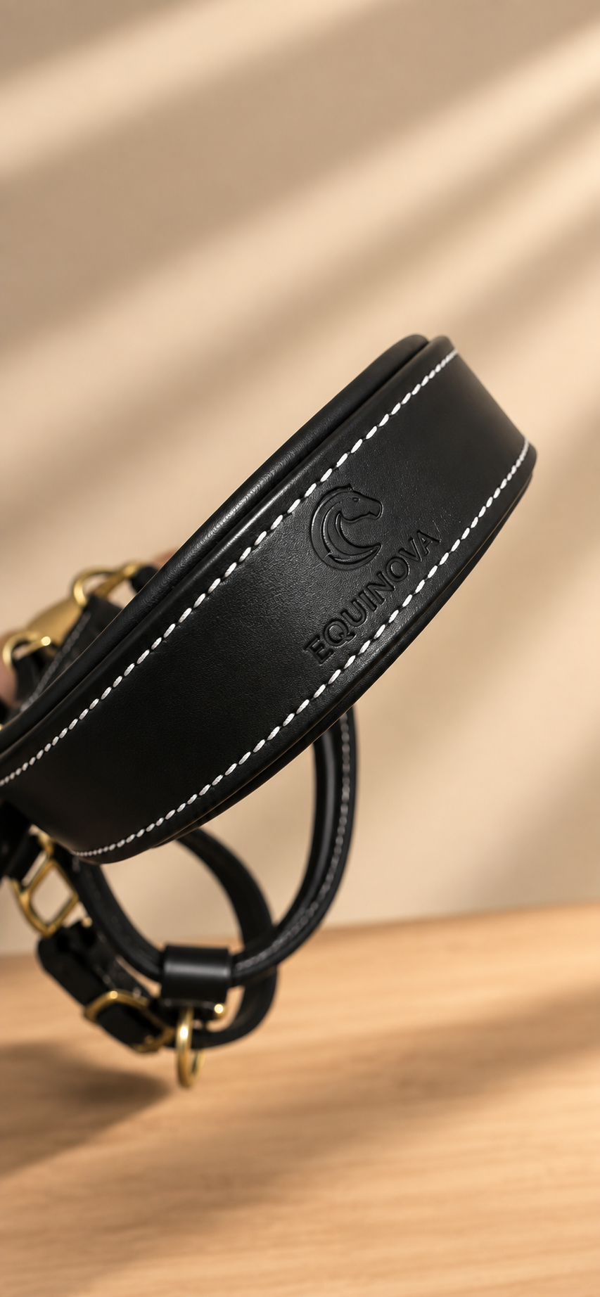 Equinova Premium Black Leather Horse Halter