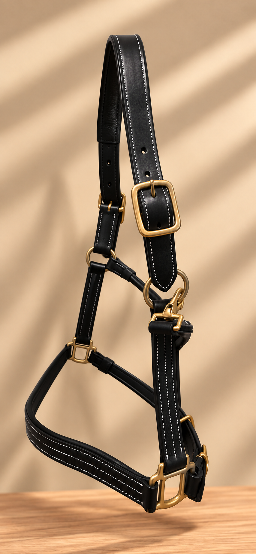 Equinova Premium Black Leather Horse Halter