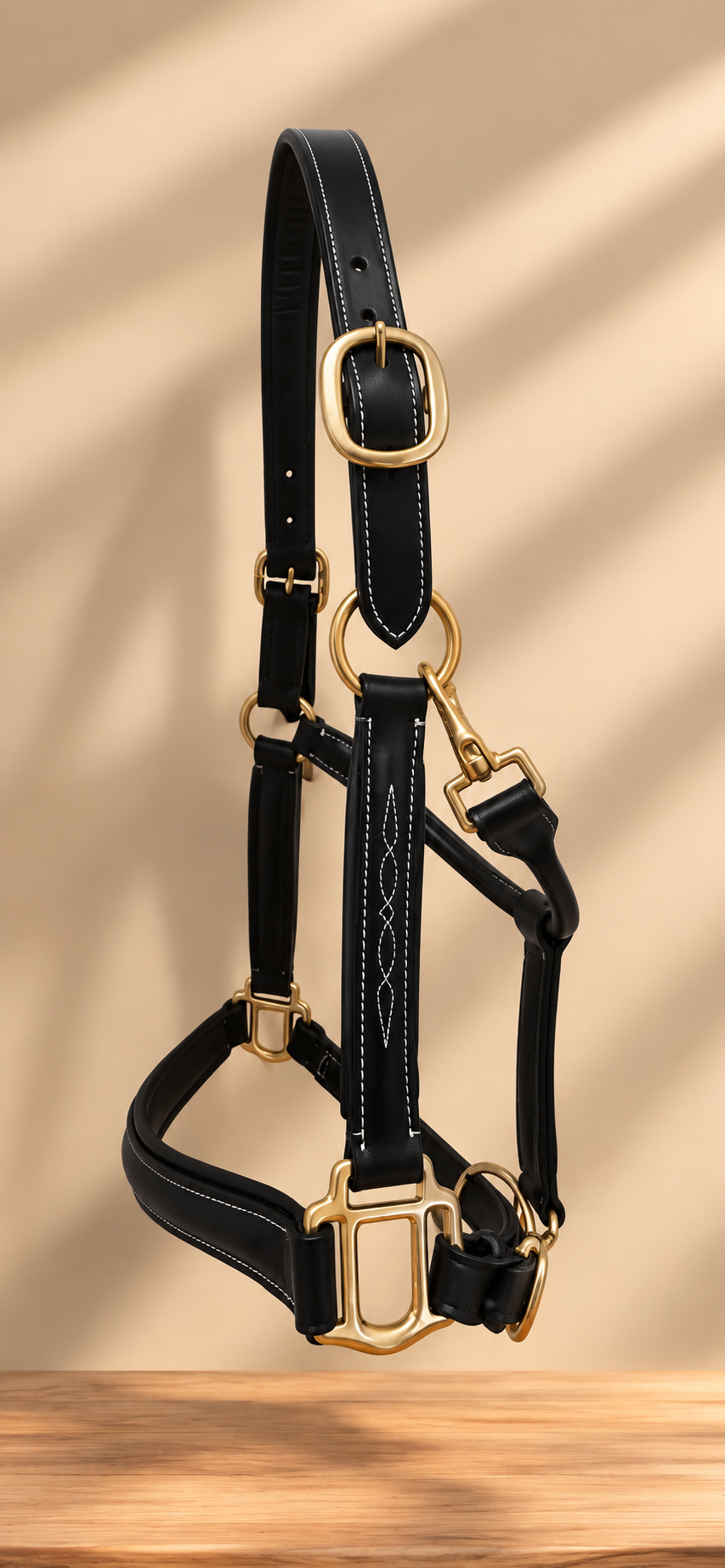 Equinova Premium Black Leather Horse Halter