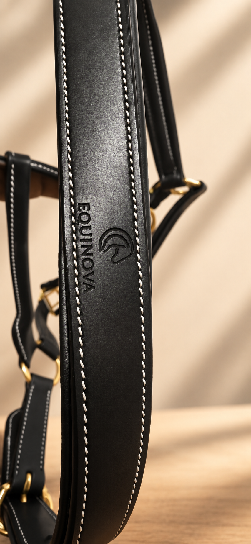 Equinova Premium Black Leather Horse Halter